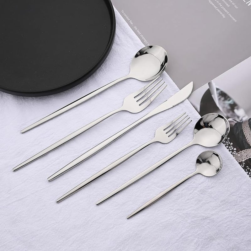 24 Piece Mirror Finish Stainless Steel Silverware Set Service For 4 Dishwasher Safe - Image 4
